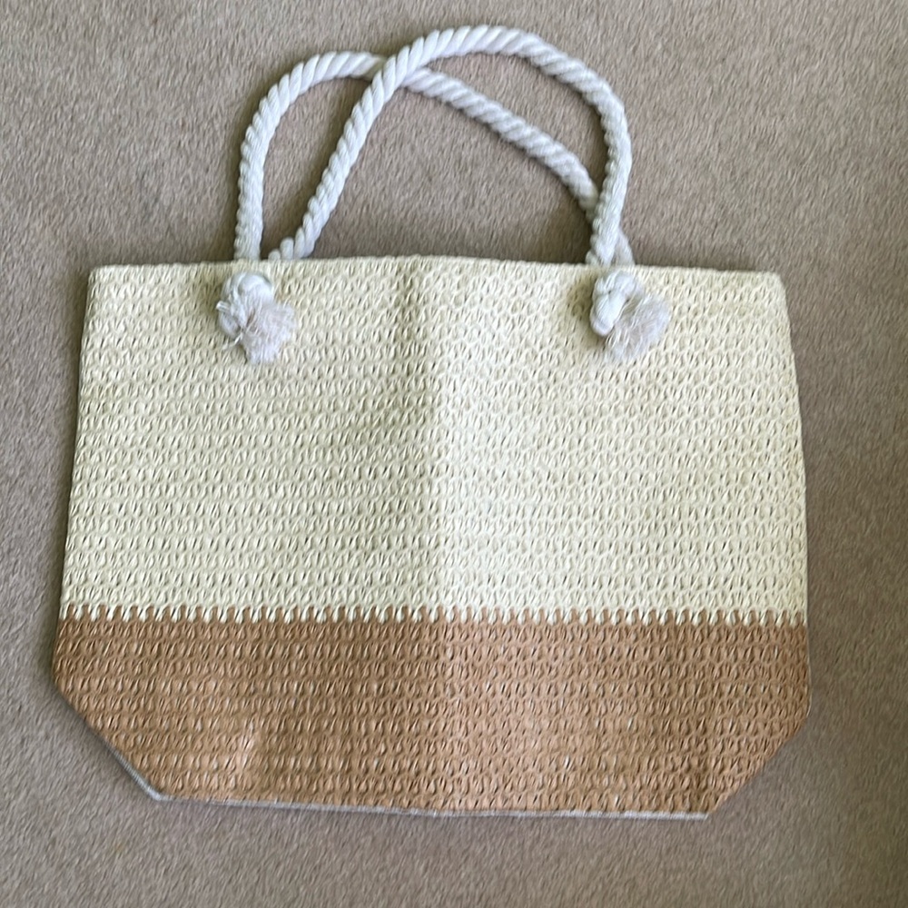 Two-tone straw tote bag. NWOT